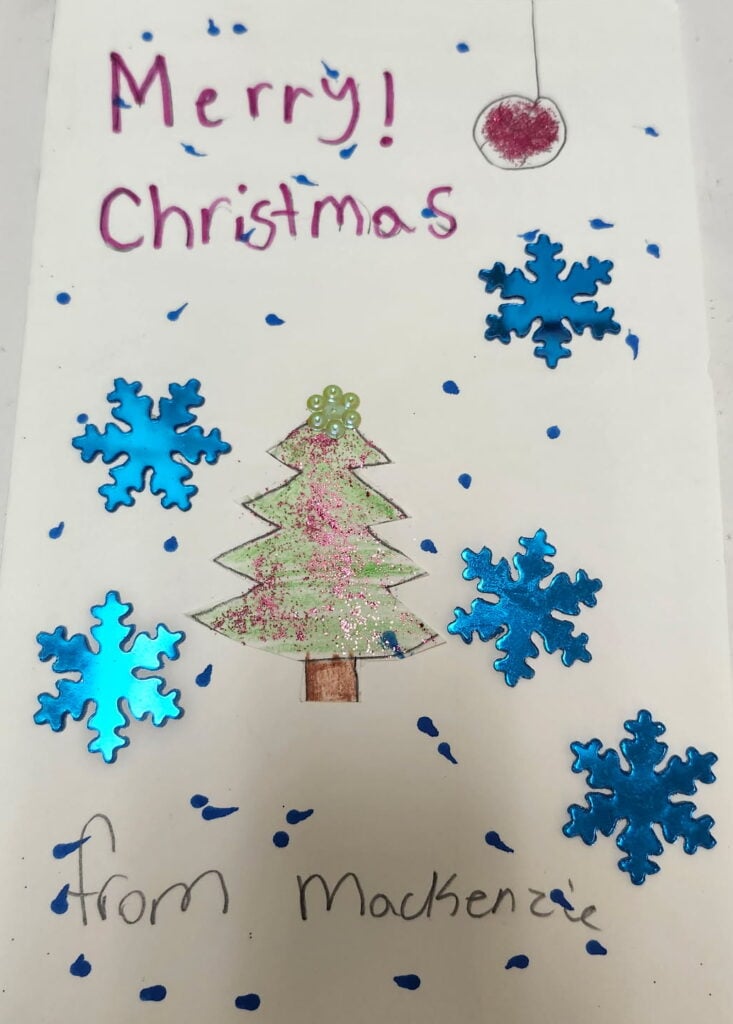 Holiday card artwork submission by Mackenzie from Spryfield, Halifax (Chebucto Connections)