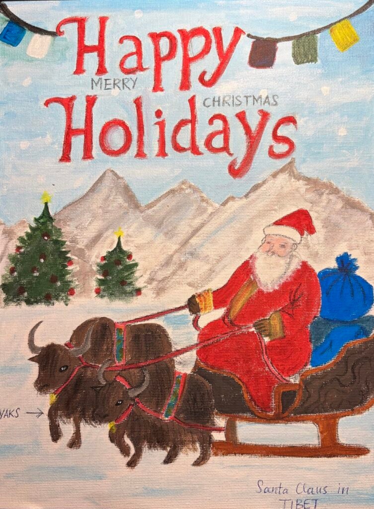 Holiday card artwork submission by Tenzin from Kitchener (Camino Wellbeing + Mental Health)