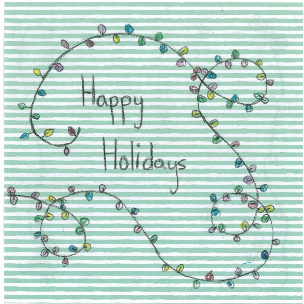 Holiday card artwork submission by Brooklyn from Toronto, Scarborough Village (YouthLink)