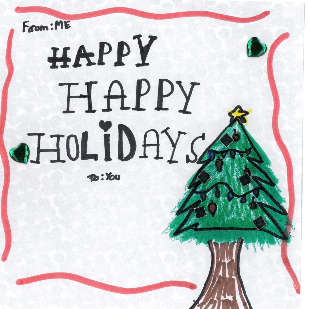 Holiday card artwork submission by Daniyah from Toronto, Scarborough Village (YouthLink)