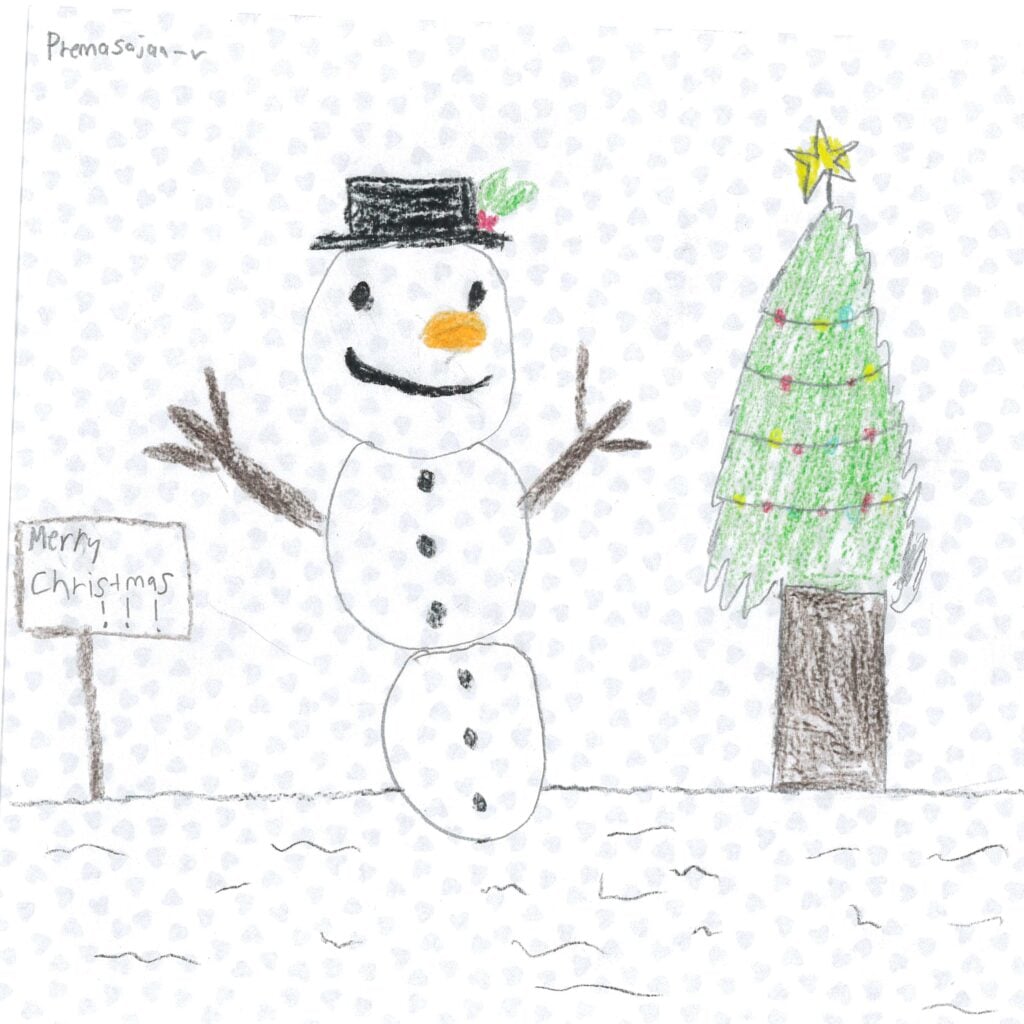Holiday card artwork submission by Premasajan from Toronto, Scarborough Village (YouthLink)